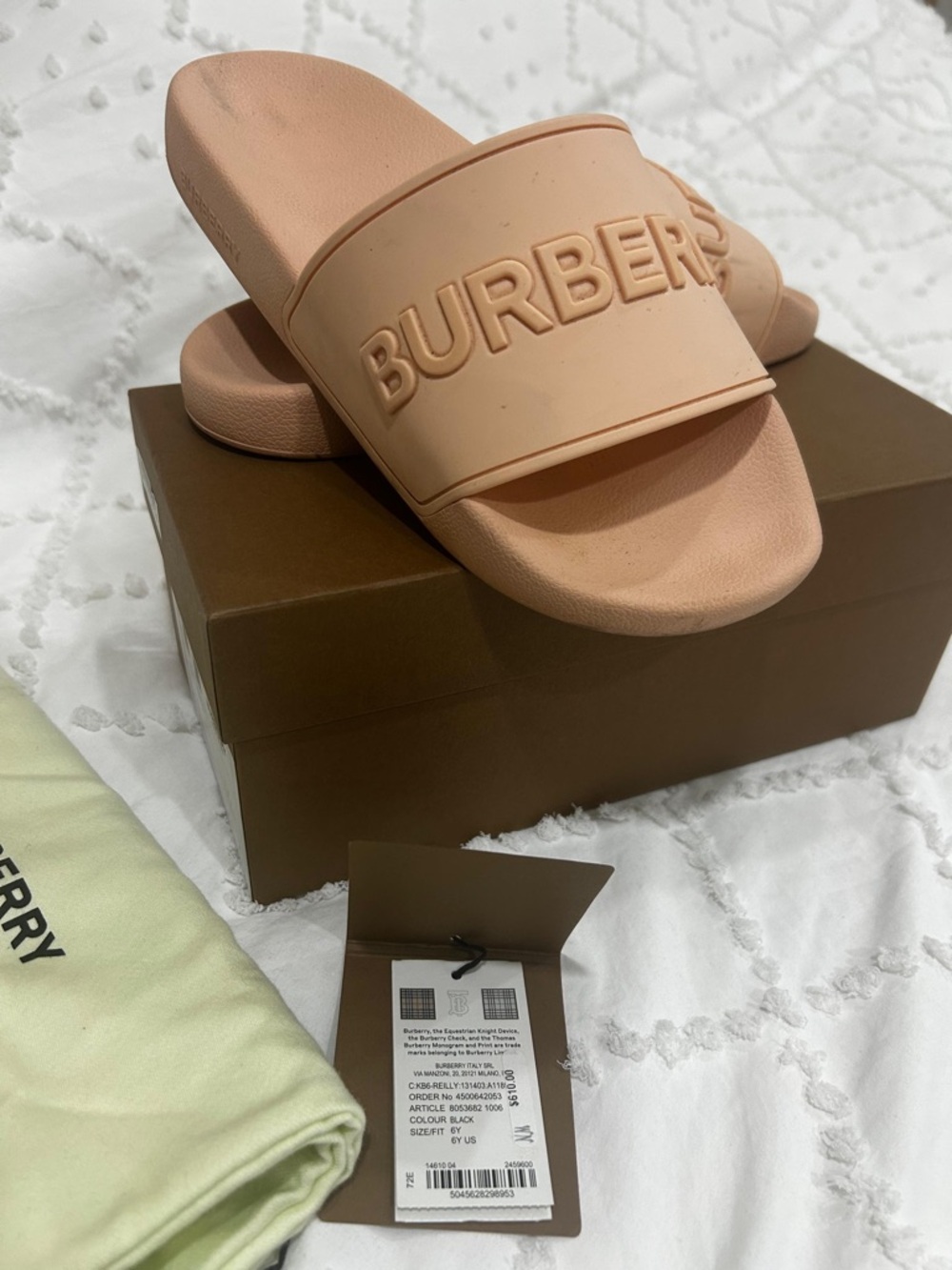 Burberry mauve pink logo slides